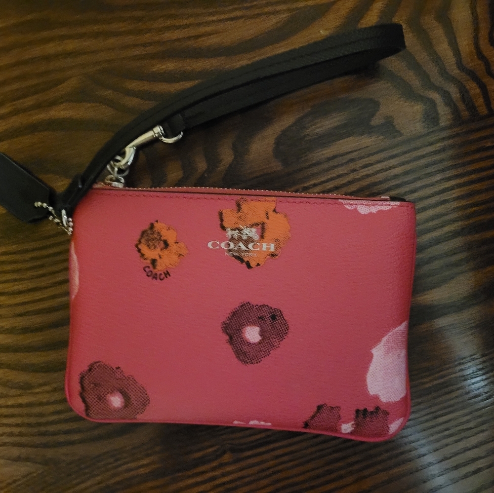 Coach Pink Floral Wristlet